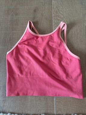 Athleta Ribbed Pink Crop Tank Top